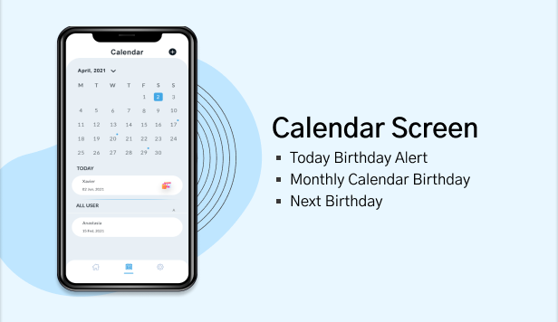 Birthday Calendar Calendar Screen